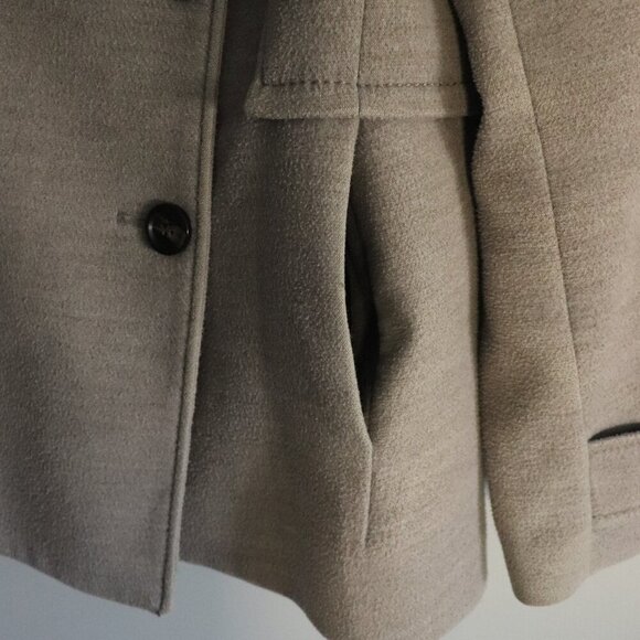 H&M Women's Grey Sz 10 Double-Breasted Lined Collared Long Sleeve Pocket Coat - Picture 8 of 15